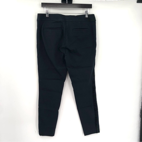 LOFT Marisa Pants Black Side Velvet Stripe Tuxedo Stripe Career Work Ankle Pant - Picture 7 of 8
